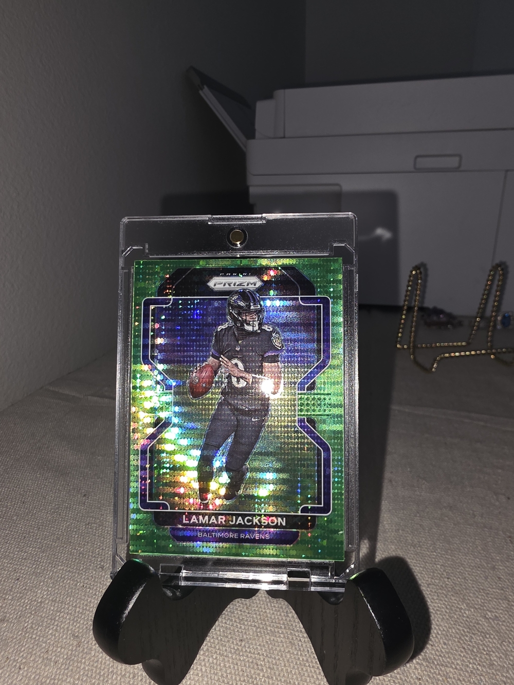 Panini Prizm Lamar Jackson Holo Green Football Trading Card